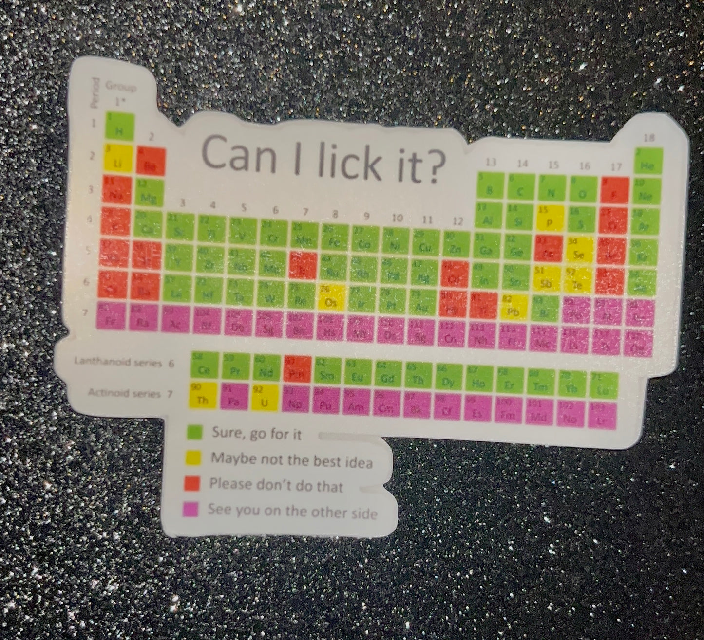Can I Lick It? Periodic Table Waterproof Sticker