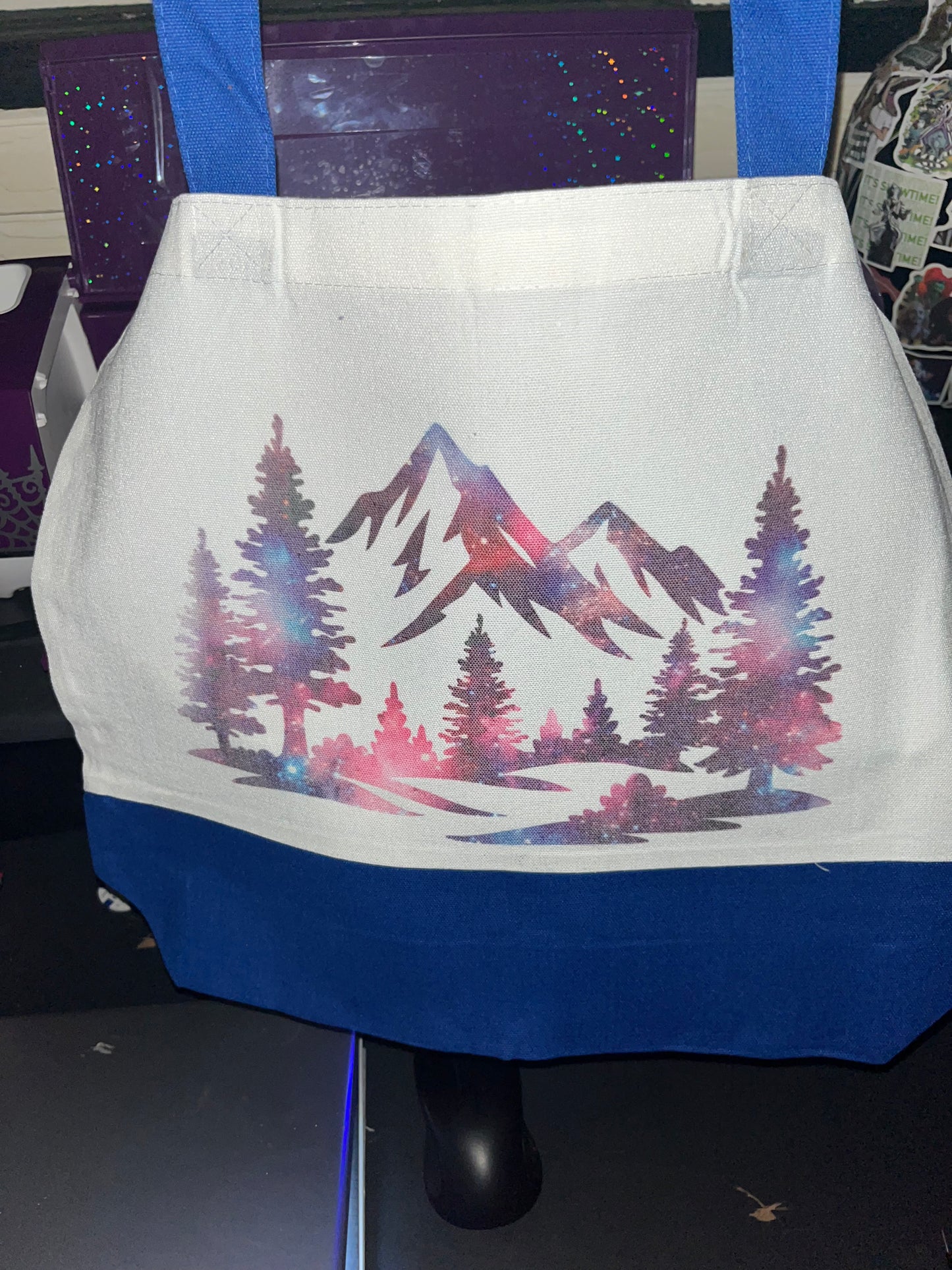 Cosmic Bear and Mountain Scape Tote Bag