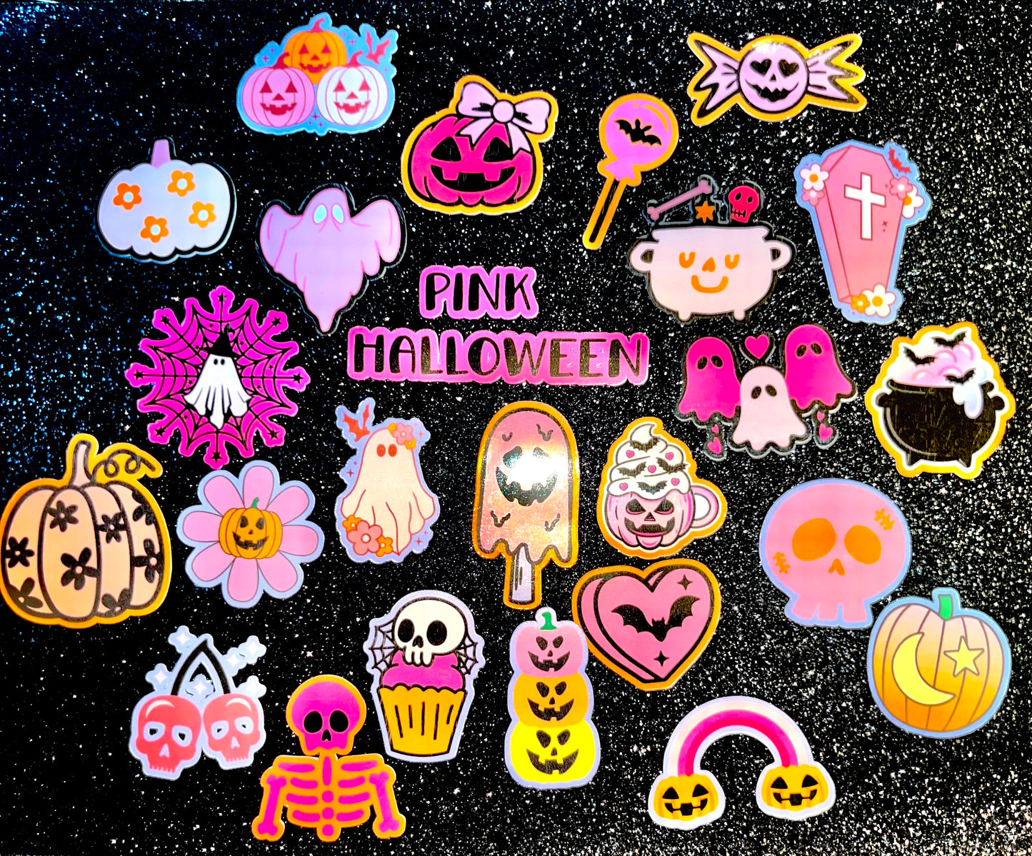 24pc Pink Halloween Waterproof Sticker Bomb