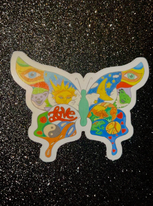 Retro Trippy Butterfly Waterproof Sticker
