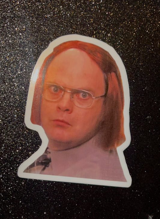Dwight as Meredith Waterproof Sticker