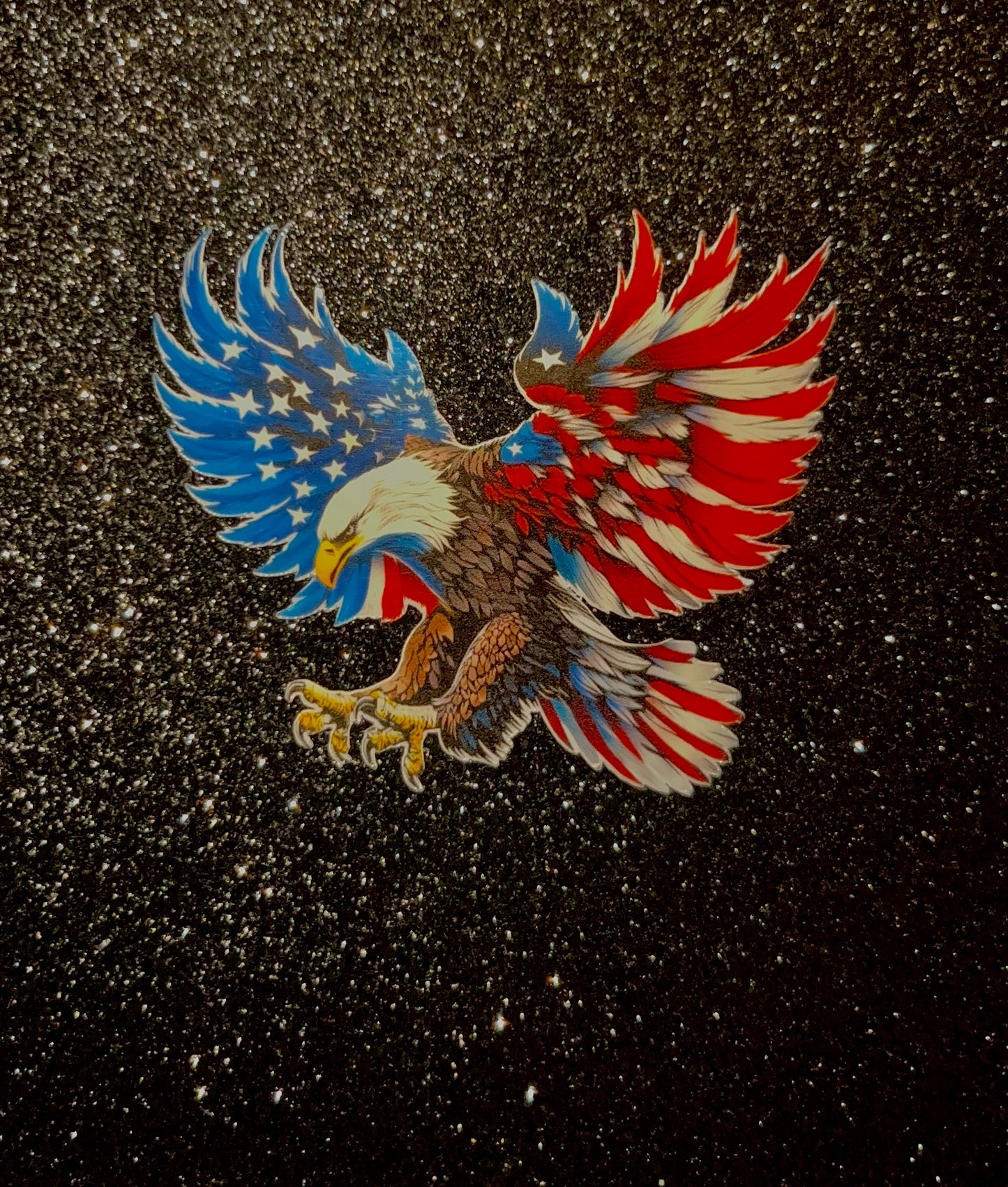 Bald Eagle/USA Flag Waterproof Sticker