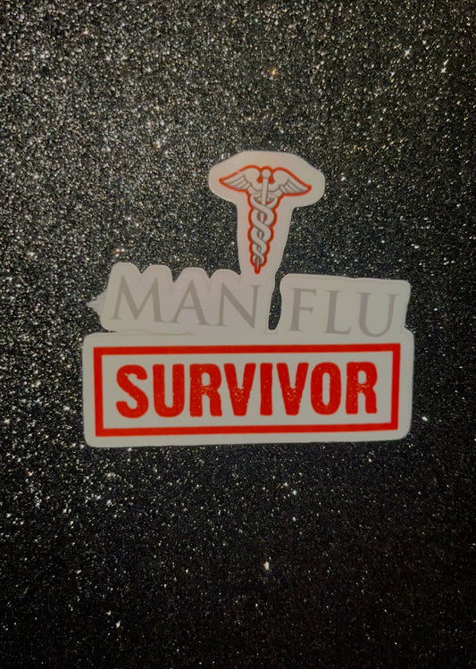 Man Flu Survivor Waterproof Sticker