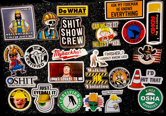 24pc Blue Collar Holler Waterproof Sticker Bomb