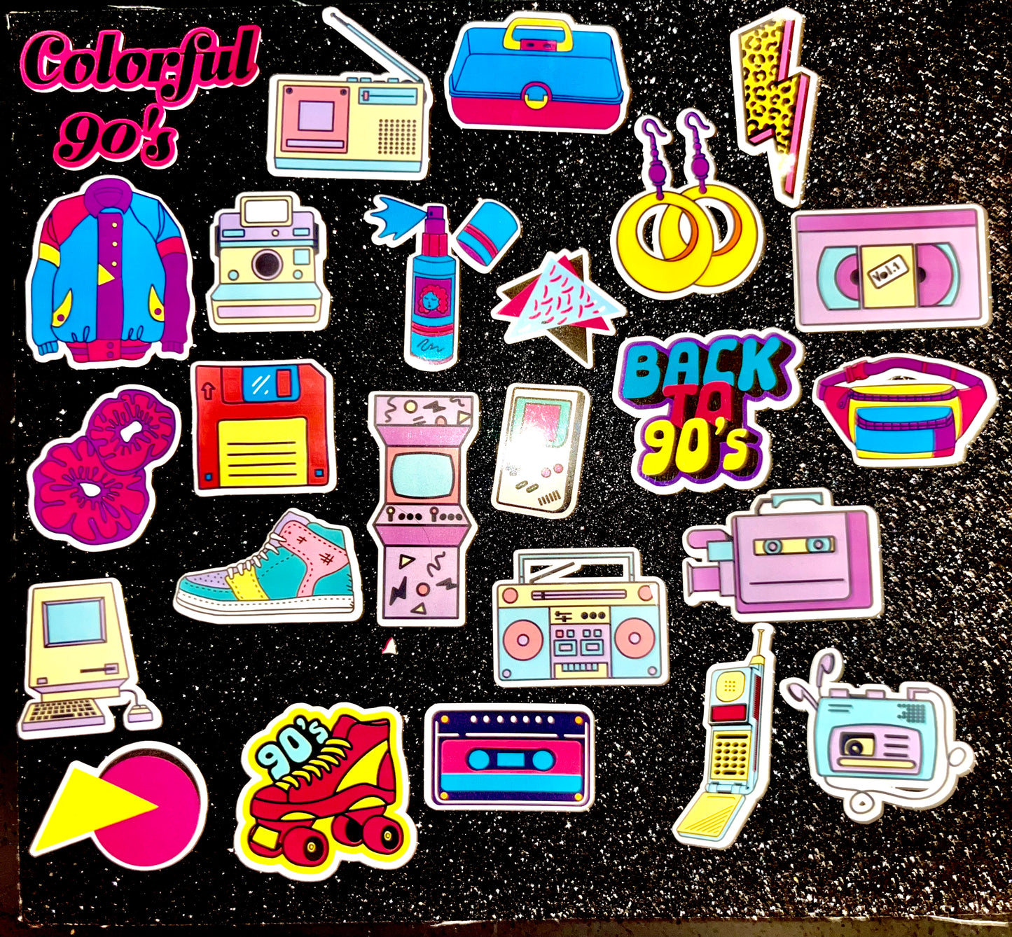 24pc Colorful 90's Waterproof Sticker Bomb