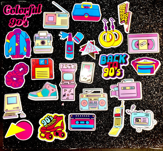 24pc Colorful 90's Waterproof Sticker Bomb