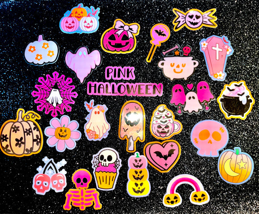 24pc Pink Halloween Waterproof Sticker Bomb