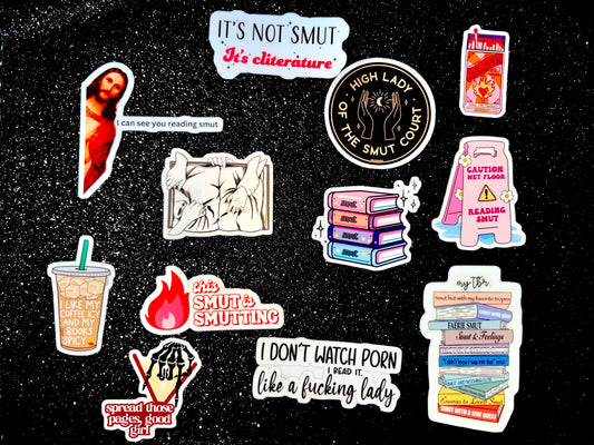 12pc Smut Bookish Waterproof Sticker Bomb